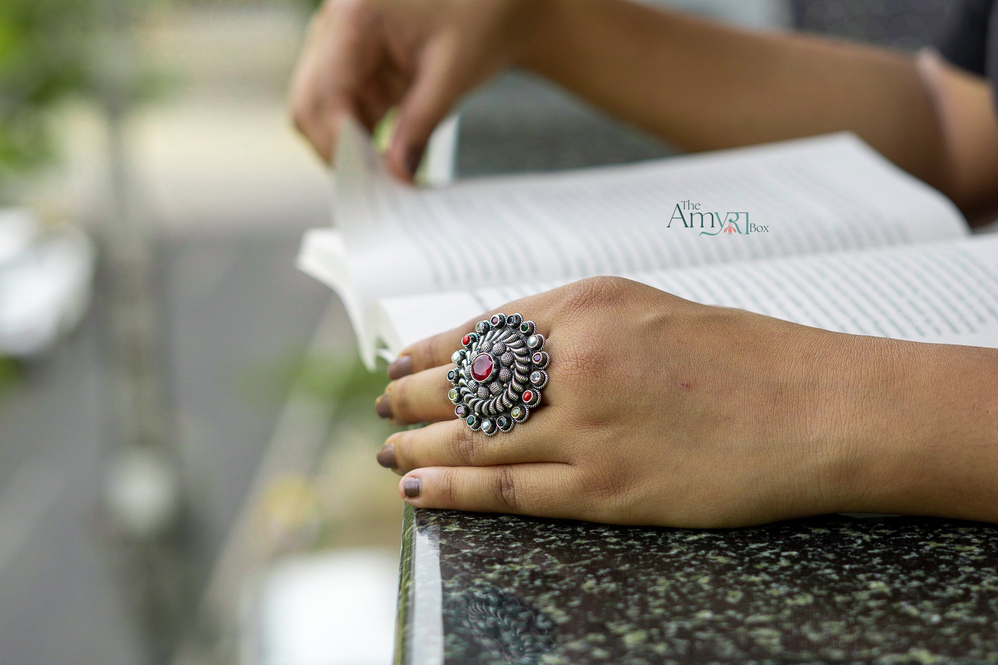 Navratan Ring ( Big Red Centre Stone ) - The Amyra Box