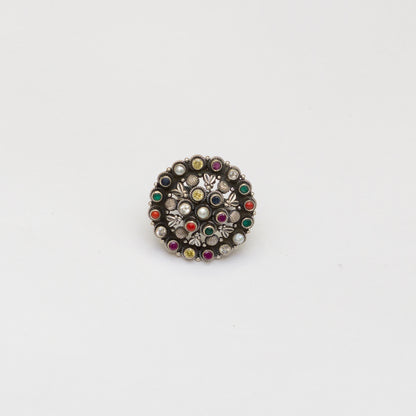 Navratan Ring (Multi Colour Flower) - The Amyra Box