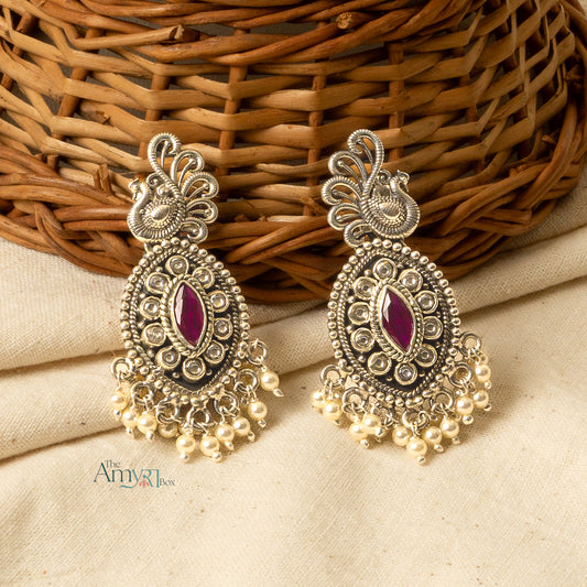 Peacock Kundan Pearl Earrings