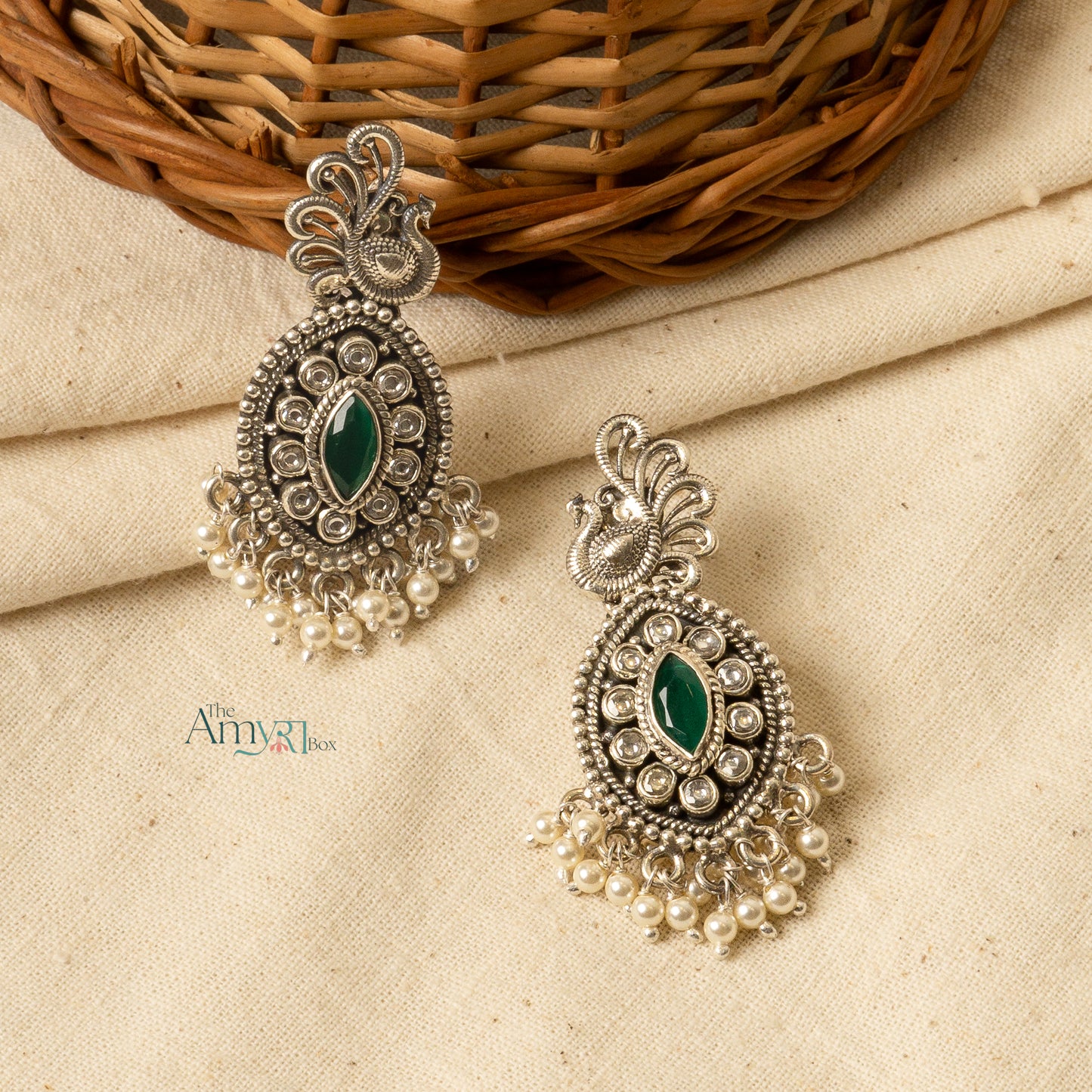 Peacock Kundan Pearl Earrings