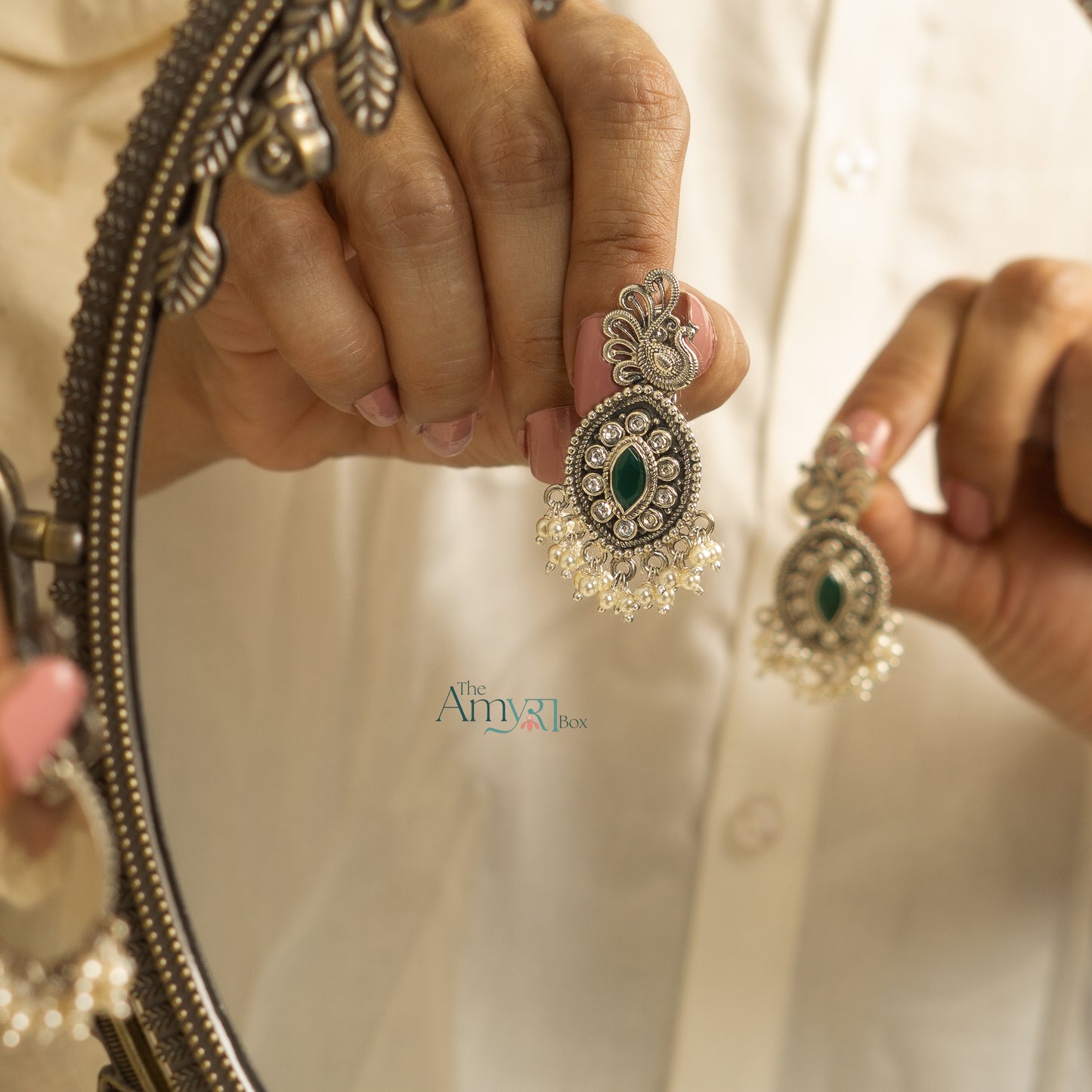 Peacock Kundan Pearl Earrings