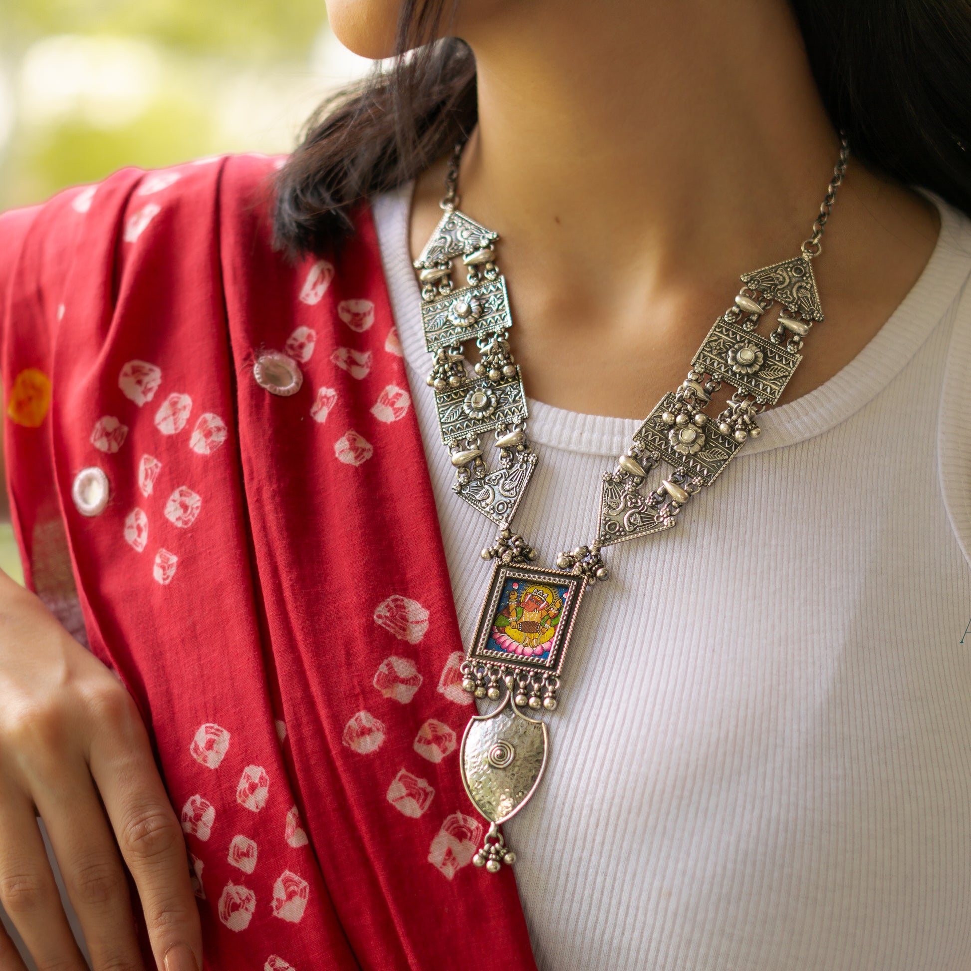 Hand-painted Ganesh Traditional Necklace - The Amyra Box