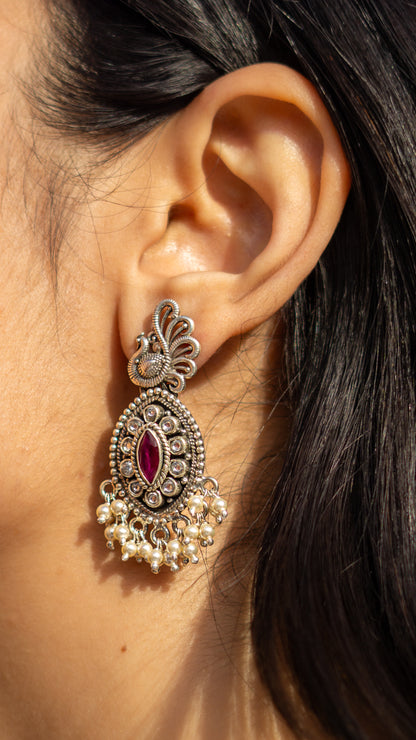 Peacock Kundan Pearl Earrings