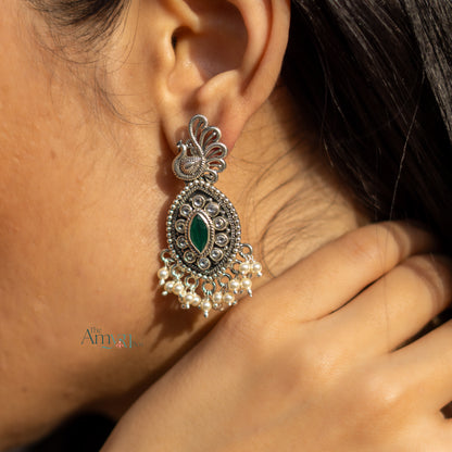 Peacock Kundan Pearl Earrings