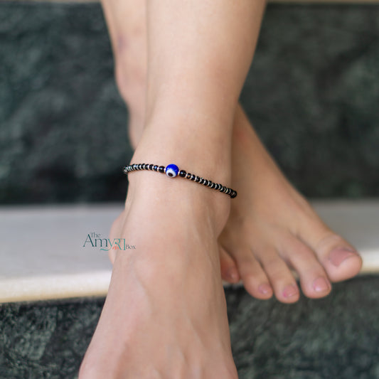 Blue Evil Eye Nazariyan Anklet - The Amyra Box