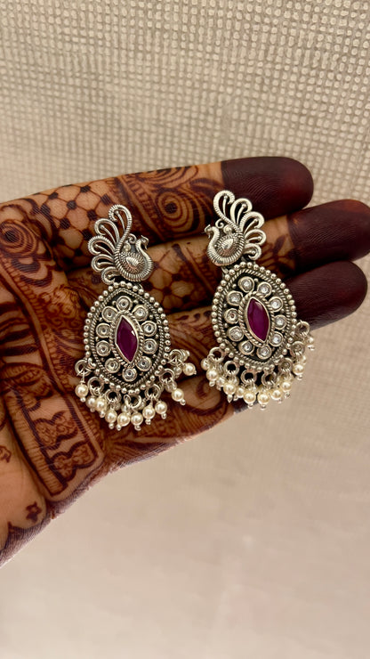 Peacock Kundan Pearl Earrings