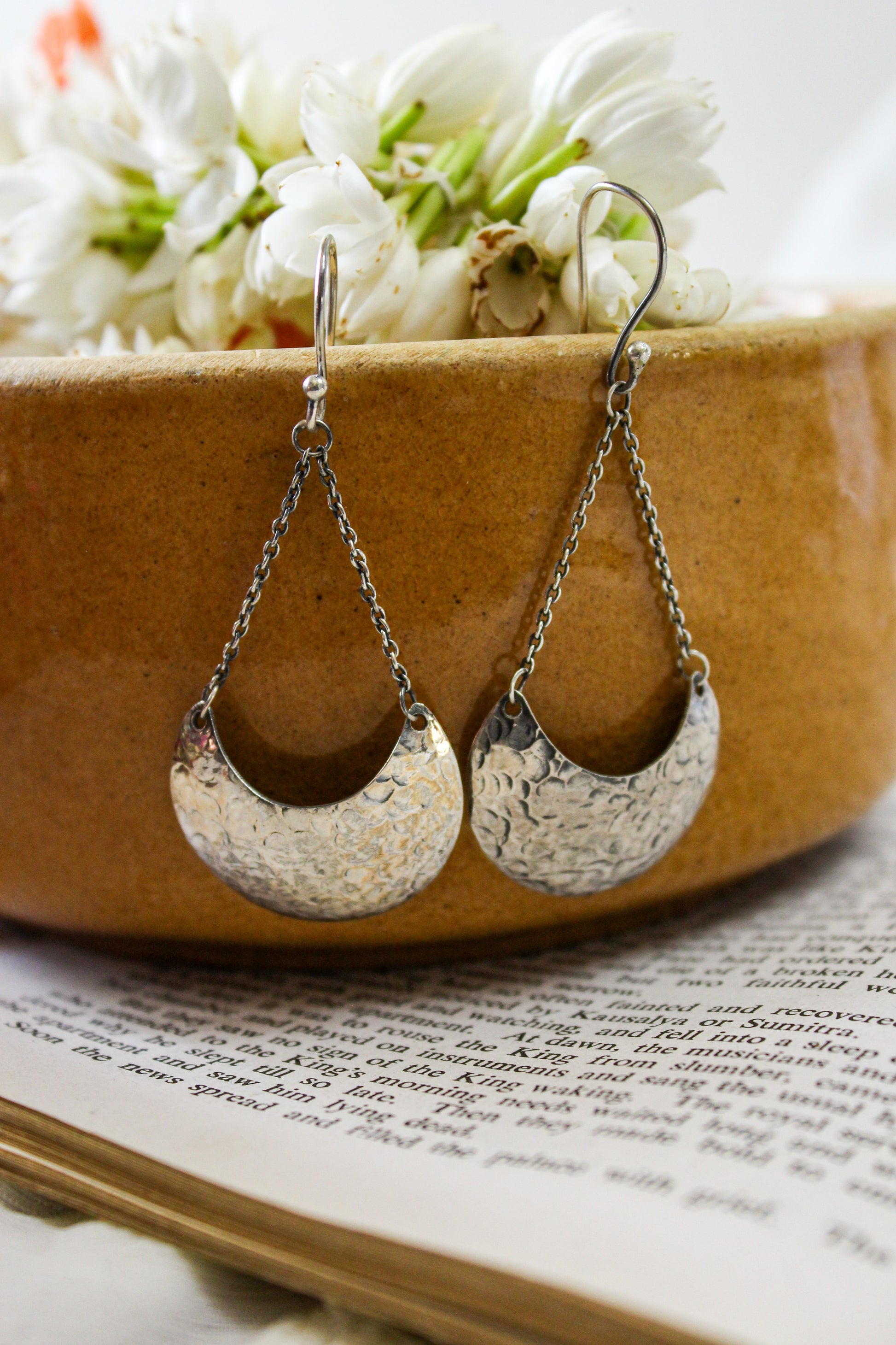 Hammered Finish Long Earrings - The Amyra Box